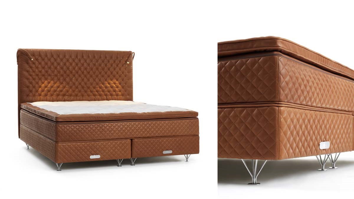 DUX Xclusive Cognac Leather Bed; Made to Order