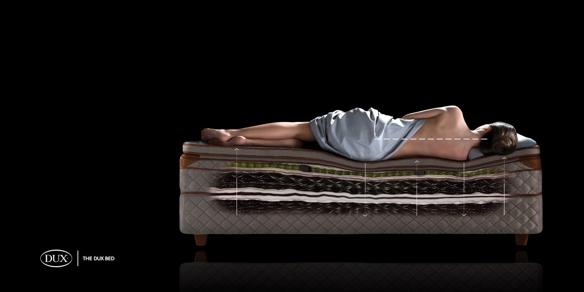 Spinal alignment lying on a DUX bed